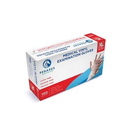 Pegasus Healthcare | Extra Strong Disposable Vinyl Examination Gloves | Colour - Clear | Medical Latex and Powder Free | Size - X-Large | 100 Gloves