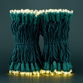 Warm White Wide Angle LED Christmas Lights, 66 Ft 200 Count, Pack of 2 Strands 33 Ft 100 Lights UL Certified Commercial Grade Green Wire 5mm Holiday String Light (Warm White)