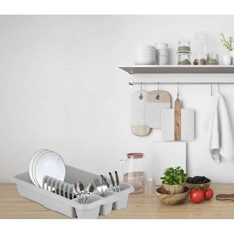 M1SS Set of 2 Soft Grey Plastic Medium Dish Drainer