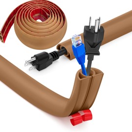 Flexible Small Cable Duct Cable Bridge Floor, Floor Cable Duct, 5 m x 2 cm Hose Bridge Floor Cable Cover, Cable Duct Floor Flat Cable Protection for Offices, Homes, Warehouses, Hotels (Light Brown)