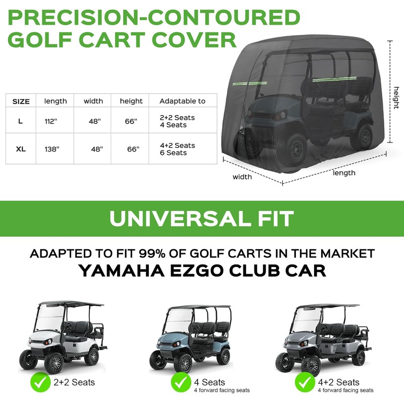 Premium 6 Passenger Golf Cart Cover for Yamaha EZGO Club