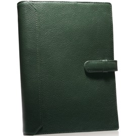 BLUE SINCERE Personal Organizer A5 Size Genuine Leather 6 Hole Ring Notebook Cover Cowhide Vegetable Tanned Leather Binder Pen Holder with Card Pocket / Systemy2 System 2 STC2 (Deep Green)