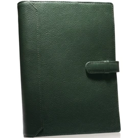 BLUE SINCERE Personal Organizer A5 Size Genuine Leather 6 Hole Ring Notebook Cover Cowhide Vegetable Tanned Leather Binder Pen Holder with Card Pocket / Systemy2 System 2 STC2 (Deep Green)