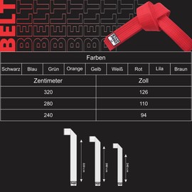 Starpro Martial Arts Grading Belt - 7 Stitch Cotton - 9 Colours - Lightweight Design for Karate Judo Taekwondo Training and Competition - 240 cm 280 cm 320 cm