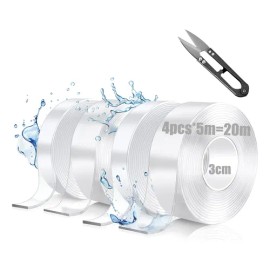 Cinta Nano Adhesiva De Doble Cara Lavable Reutilizable 20m                                                                                            