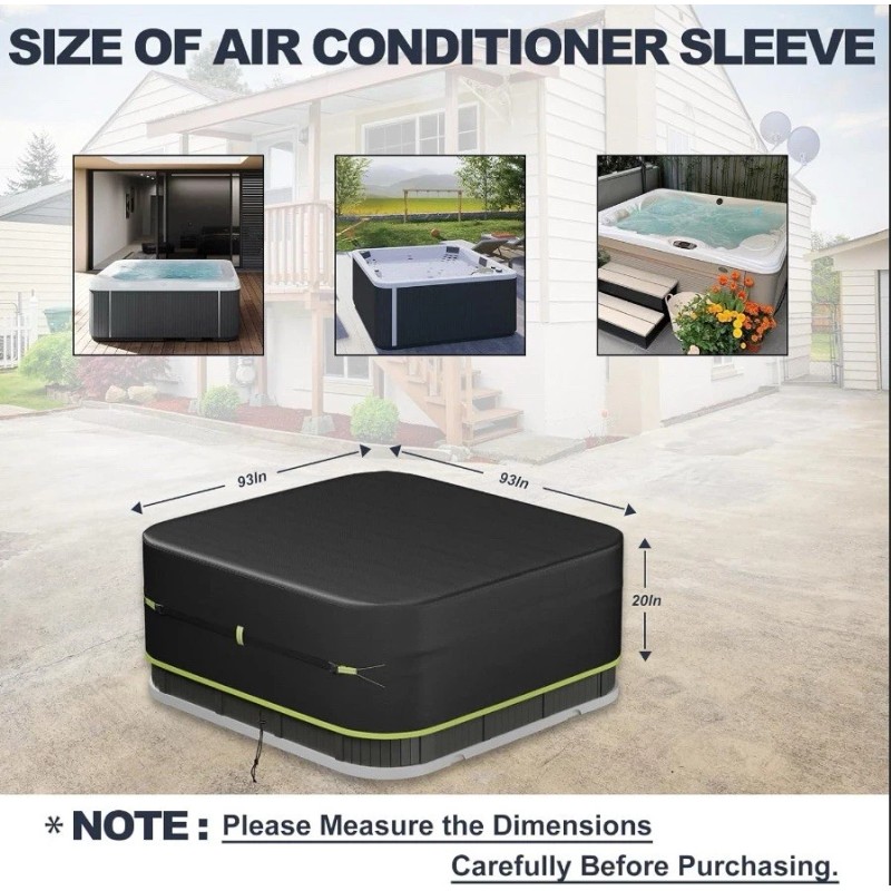 Safana NEW SAFANA HOT TUB COVER SQUARE 93”X93” BLACK WATERPROOF