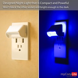 Dimmable Blue Night Lights, Dual Light, Adjustable LED Night Light Plug in, Dusk to Dawn Sensor, Auto ON OFF, Wall Night Light with Switch for Bedroom, Bathroom, Kitchen, Hallway, Stairway, 2 Pack