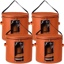 Suzile 4 Pcs Hat Boxes Oversized Round Cowboy Hat Storage Box for Women Men 19" x 17" Cowboy Large Felt Organizer Bag Baseball Cap Container with Dustproof Lid for Clothes Case Travel Gift(Red Brown)