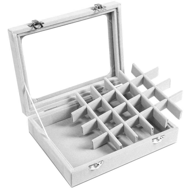 CBCYBER Jewelry Box 24 Grid Velvet Jewelry Tray for Drawers
