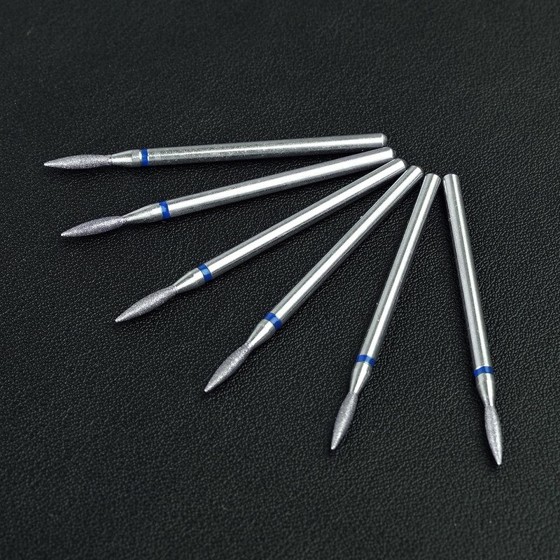 YUXIANLB 6pcs Cuticle Drill Bit, Flame Shape Diamond Nail Drill