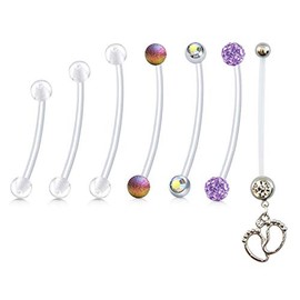 MODRSA 14G Pregnancy Belly Button Rings Maternity Navel Rings 38mm for Women Girls Dangle Flexible Bioplast Nave Piercing Bar Clear Belly Rings Retainer 18mm 25mm 32mm 38mm
