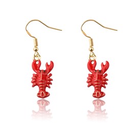 Lobster Earring Lobsters Lover Gift Red Crayfish Jewelry For Seafood Fan Beach Lovers (Lobster Earring ca)