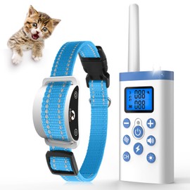 PaiPaitek Cat Shock Collar with Remote, Cat Training Collar with Auto Anti-Meow, Beep, Vibration, Safety Shock 4 Modes for Bad Behaviour, Rechargeable, Effective for Stopping Cats Meowing