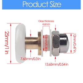 25mm Shower Door Rollers Replacement – Ultra-Quiet Sliding Glass Door Wheels/Pulleys for Bathroom Shower Doors, 4PCS Kit Compatible with Maax and Most Shower Enclosures