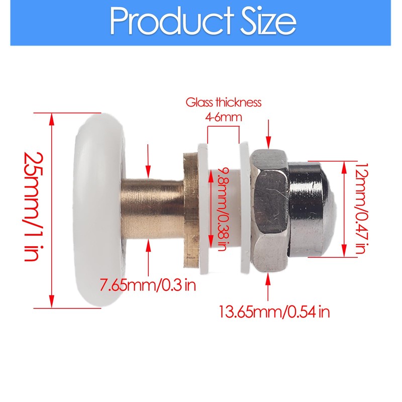 25mm Shower Door Rollers Replacement – Ultra-Quiet Sliding Glass Door