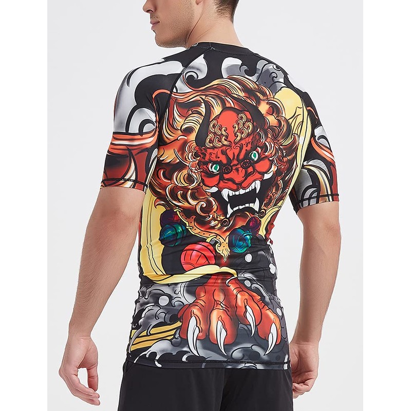 LAFROI CLY08D Men's Short-Sleeved Compression Shirt UPF 50+ Rash Guard,