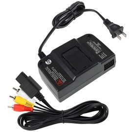 N64 Power Supply with N64 AV Cable and N64 Power Cord, Composite Cable Video Cord & Replacement AC Power Supply Adapter Set to External TV Screen Monitor