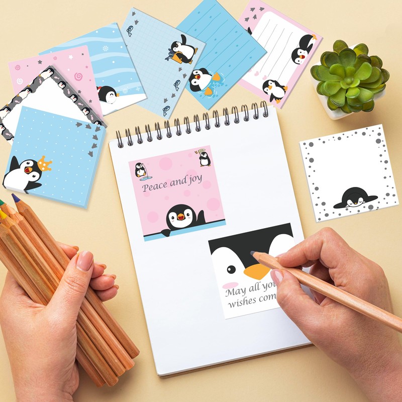 240PCS Penguin Sticky Notes Self Sticky Notepads Cute Penguin Pattern
