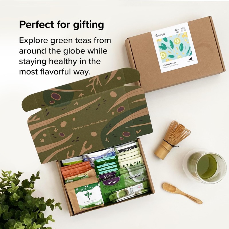 Sippingly Green Tea Sampler – 40 Assorted Green Tea Bags