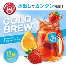Pompadour Cold Brew 1 Box Set of 8 Bags x 12 Boxes (Peach & Passion Fruit), Cold Brew Herbal Tea, Decaffeinated Decaffeine, Tea Bag, Cool Sensation