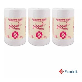Vitabag 3 Rollos De Bolsa Biodegradable Cestera 43x51 Cm / 40pz C/u