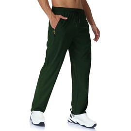 Rapoo Workout Sweatpants Athletic Sweat Track Hiking Pants for Men Water Resistant Lightweight Jogger Jogging Pant with Pockets Green XL