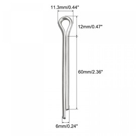 sourcing map Split Splint 6 x 60 mm Stainless Steel Clip Fastener for Car Silver Pack of 8
