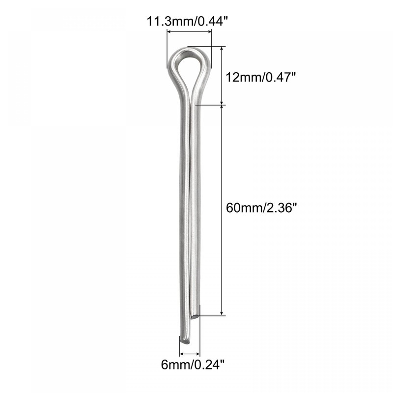 sourcing map Split Splint 6 x 60 mm Stainless Steel