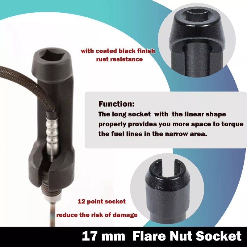 LL-Auto Fuel Injector Line Removal Tool 17MM Socket for 6.7L