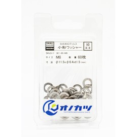 Onokatsu 301-00-M6 Pure Domestic SUS304 Stainless Steel Small Washers for M6, 60 Pieces