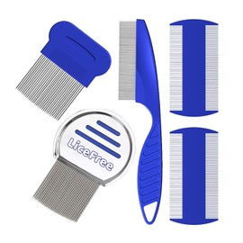 LiceFree 5-in-1 Professional Lice & Nit Comb Kit - Quick & Effective Removal, Dandruff Care | For All Hair Types (Adults, Kids & Pets) | Smooth and Grooved Metal Combs with Dual-Sided Plastic Combs