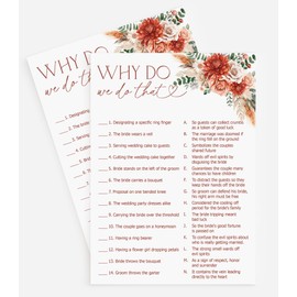 All Ewired Up 50 Wedding Traditions Game (50-Cards) Trivia Fall In Love Fun Bridal Shower Decorations Party Rehearsal Activity, Autumn Fall Floral Burnt Orange Sienna Marsala