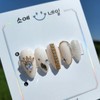 Elegant gold zircon chain handmade nail tip - Coffin /