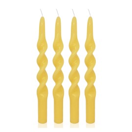 Spiral Candles Yellow Taper Candles -10 in Unscented Candlestick for Holiday Christmas Home Decoration Candles, 4 Packcolor: Yellow, size: 10inch