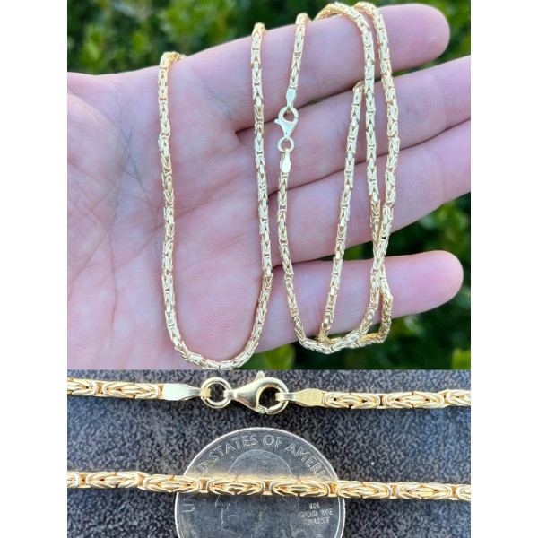 Harlembling Real 14k Gold Plated Over 925 Silver Byzantine Rope