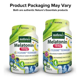 Natures Essentials Melatonina 10mg 2 Frascos 60 Tabletas                                                                                              