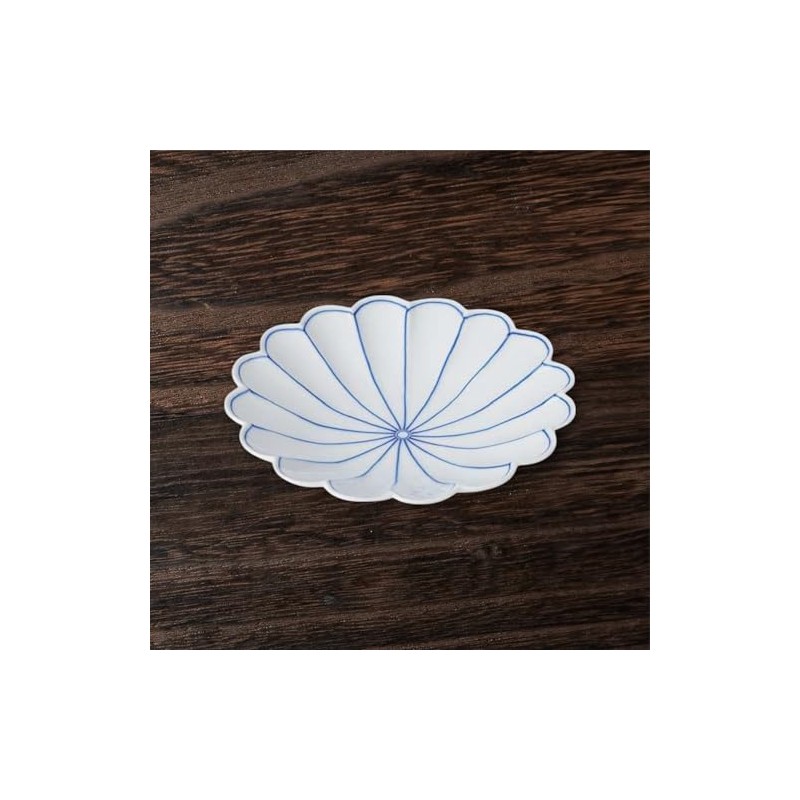 Takumikaze Arita Ware Plate, 6.7 inches (17 cm), Blue Chrysanthemum