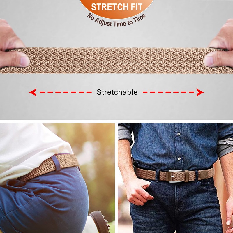 BULLIANT Stretch Belt Men,Mens Gift Woven Braided Web Belt 1