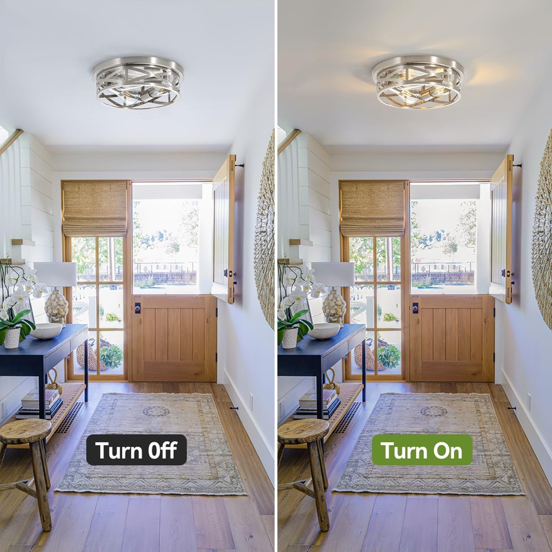 piano7797 13 inch Brushed Nickel Flush Mount Ceiling Light Fixtures,3-Light