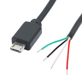 2Pcs Micro USB Male 4 Pin Bare Wire 3FT, 24AWG USB 5V/2A 4 Pin Pigtail Open End Power and Data Cable, for USB Equipment Installed or Replacement Repair DIY Cable