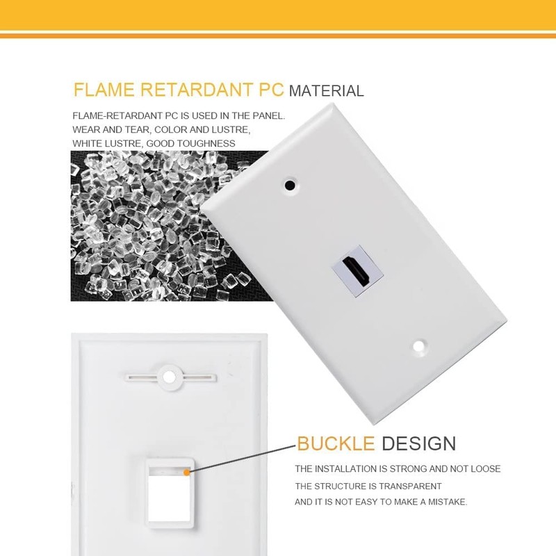 MXTECHNIC Single Port 4K HDMI Wall Plate Outlet Cover with