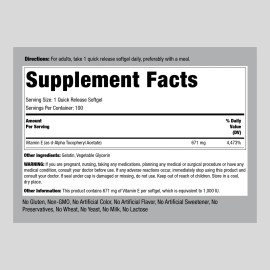 Vitamin E 1000 IU Softgels | 120 Count | With D-Alpha | Non-GMO | by Piping Rock