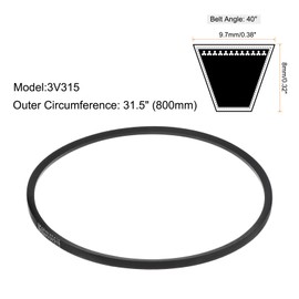sourcing map 3V315 Rubber V Belt 800mm Length x 9.7mm Width x 8mm Thick, Industrial Power Transmission Belt