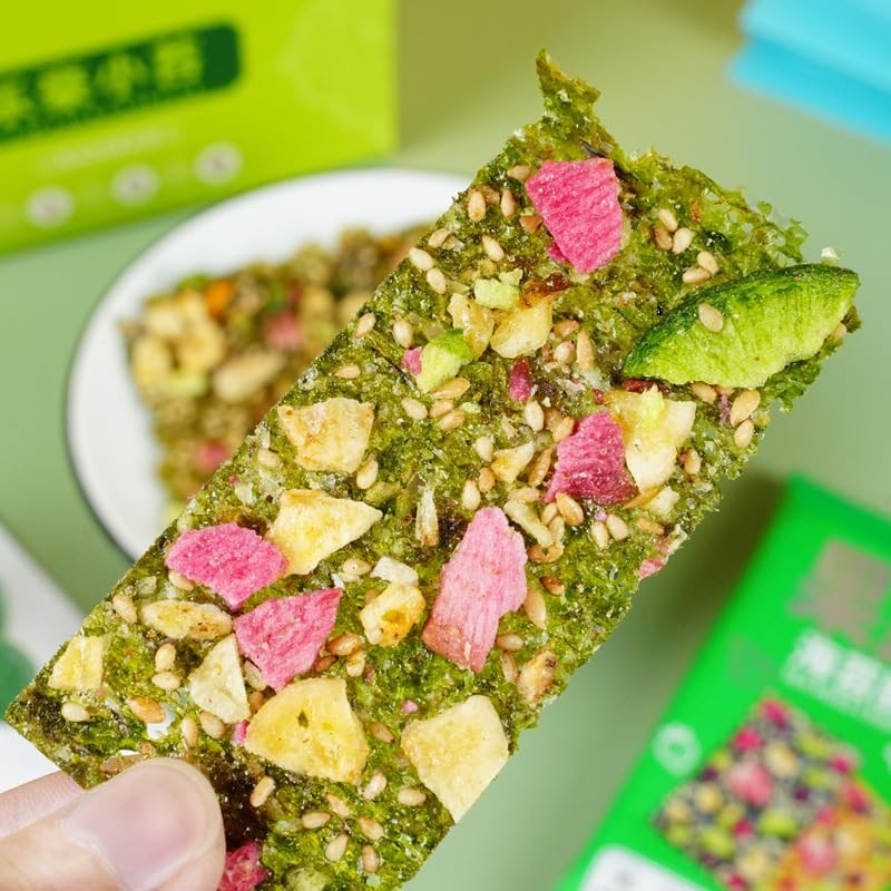 Premium Seaweed Crisps with Mixed Vegetables and Fruits: Topped with