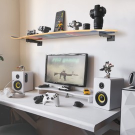 MIUONO Skateboard Wall Mount, Longboard Skateboard Deck Rack Mount on Wall, Skateboards Floating Shelves Brackets, 4 Pack