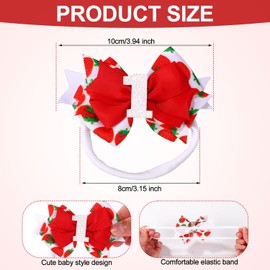 Baby Bow Headband, Cute Baby Hair Bow Elastic Hairband Bow Hair Accessories for Newborn Baby Girls Toddlers 1st First Birthday Party Decorations Photo Props (Strawberry)