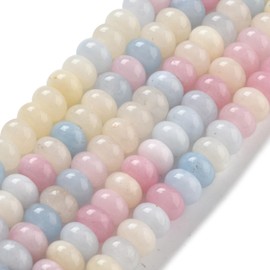 LiQunSweet 220 pcs 8mm Natural White Jade Dyed Mixed Colors Abacus Beads Flat Round Disc Rondelle Gemstone Spacer Beads for DIY Jewelry Bracelet Necklace Crafts Phone Keychain Decor