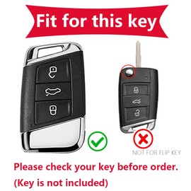 KUNIO Car Key Case Suitable for VW Magotan Passat B8 Tiguan MK2 for Jetta for Skoda Superb A7 Kodiaq for Seat Ateca Key Cover Alloy + Leather Protection Key Fob Keyless, C Black