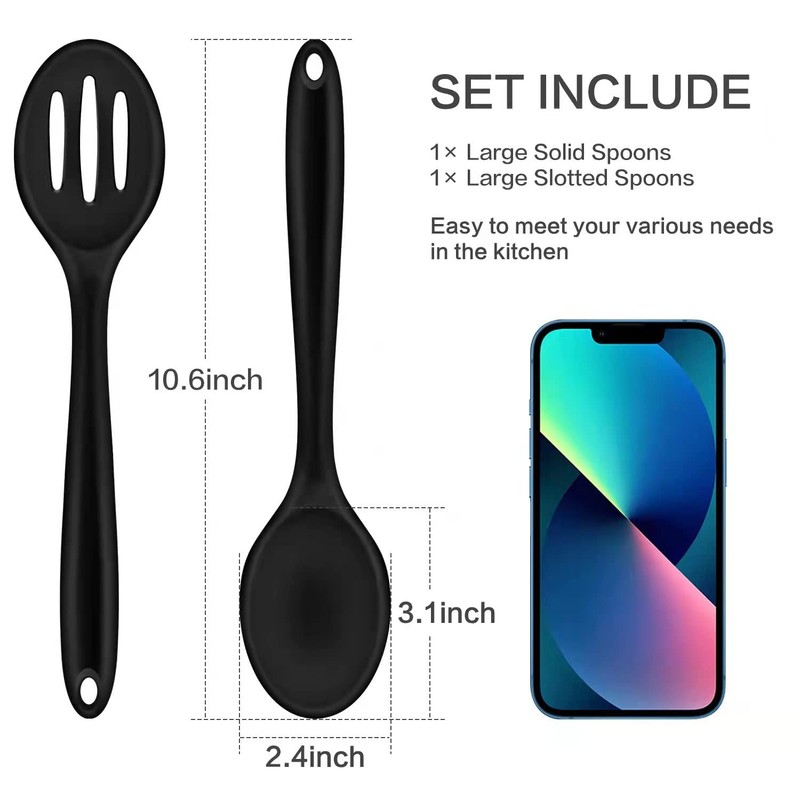 Armrouns 2PCS Silicone Nonstick Spoons, Heat Resistant, BPA Free, Ergonomic,