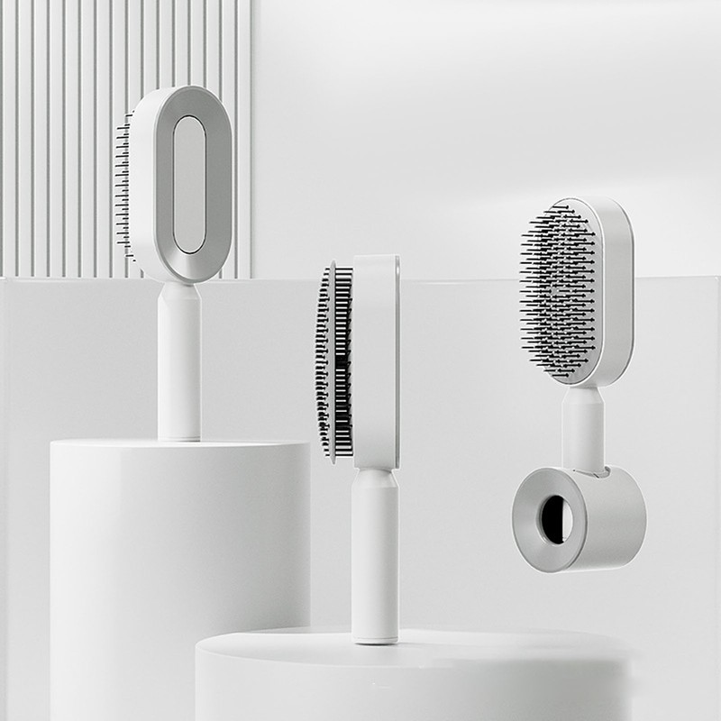 Cushion Hair Brush Self Cleaning Scalp Massage Rounded Comb Teeth